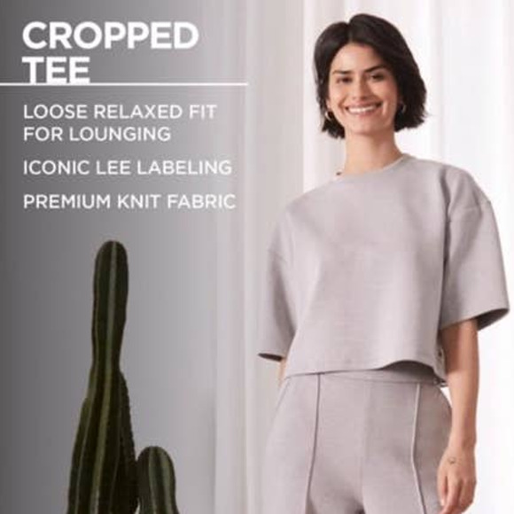 Lee Retro Boxy Oversized Green Cropped Sweatshirt Tee Shirt Top XL New NWT - Picture 8 of 9